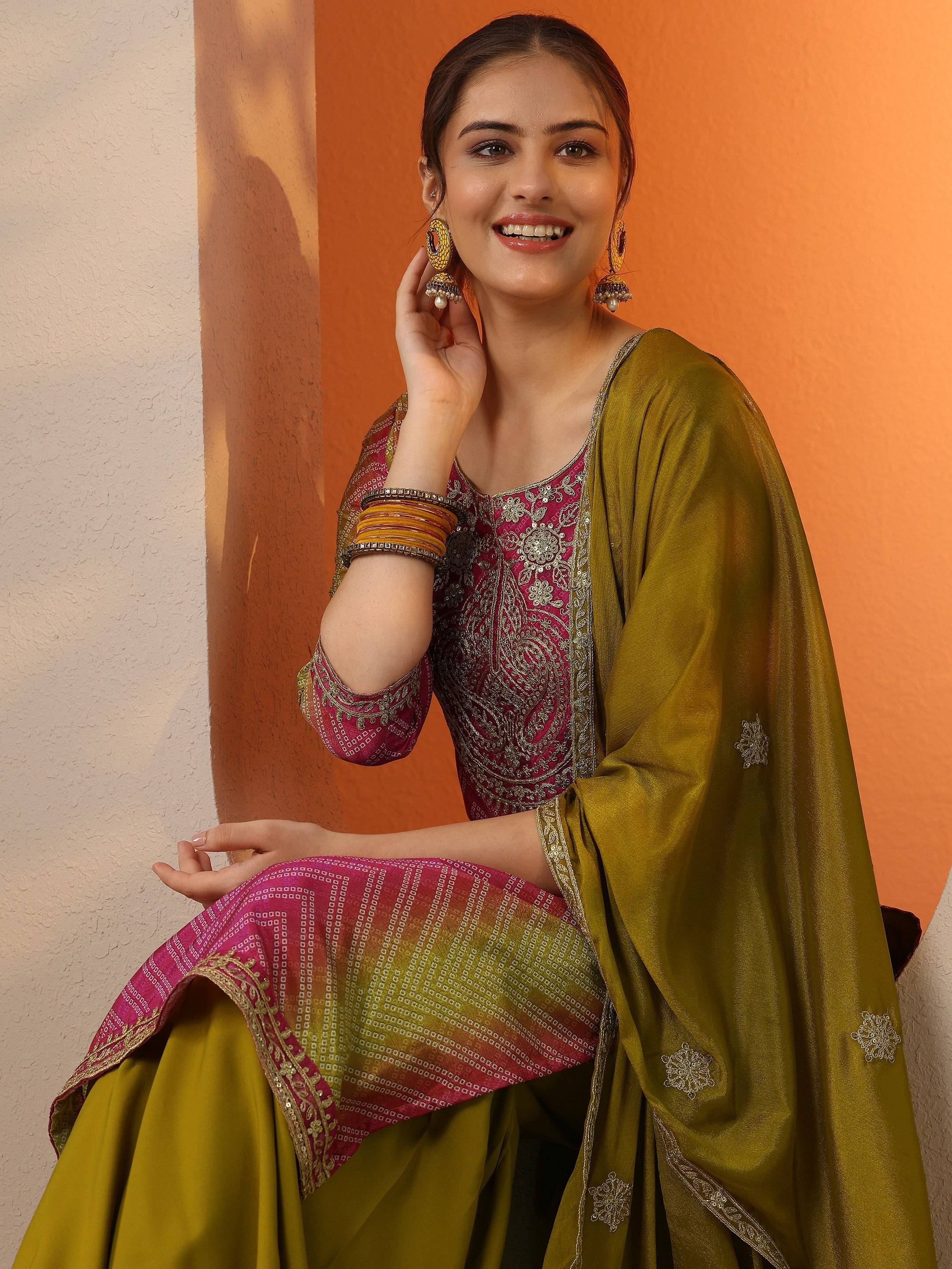 Pink Printed Chinon Straight Suit Set W... Buy only at ₹4499