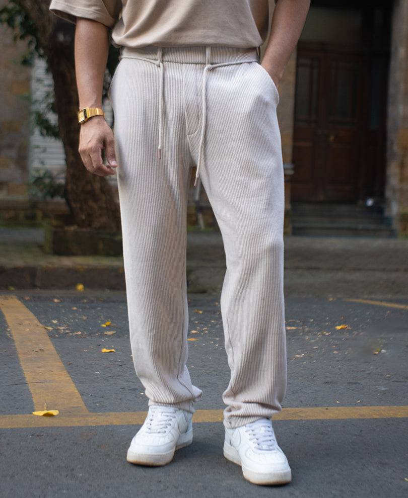 Light Beige Corduroy Regular Fit Track Pant Buy @ ₹1199