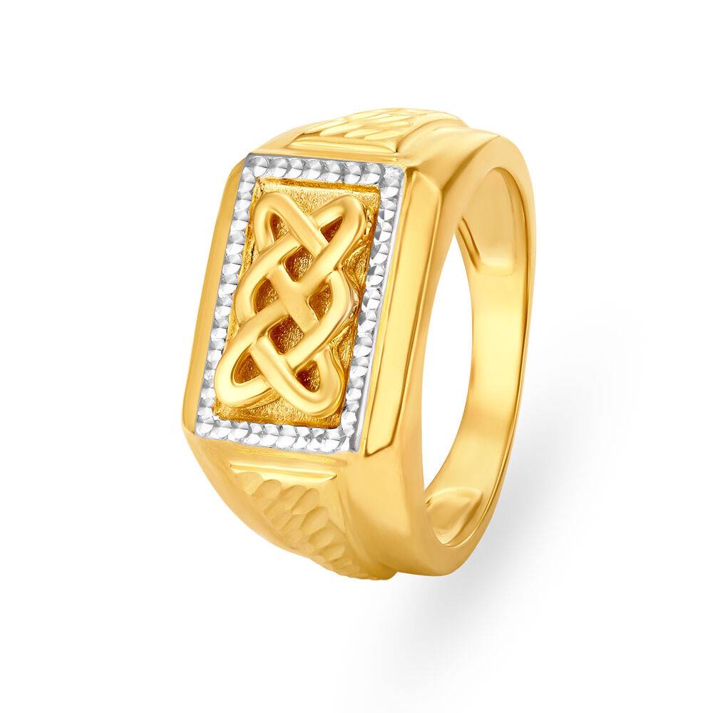Enthralling 22 Karat Yellow Gold Intertwined Pattern Finger Ring
