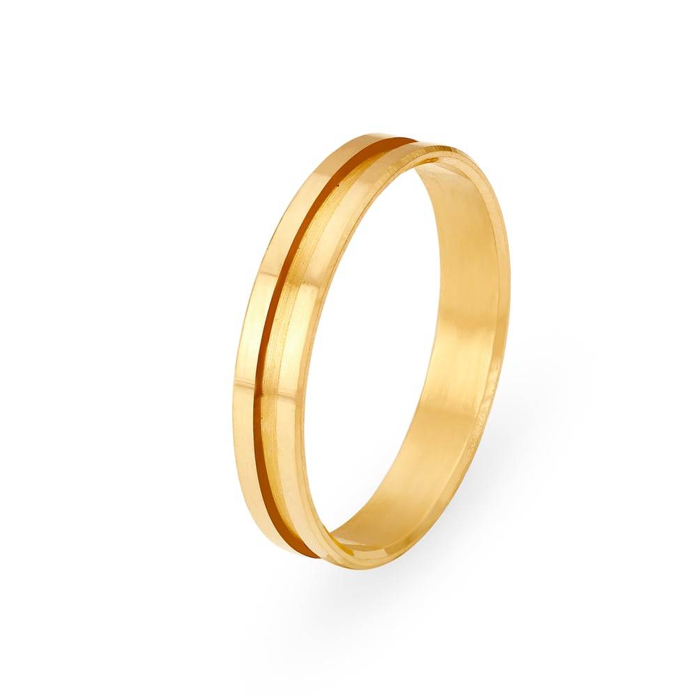 Classic 22 Karat Yellow Gold Ridged Finger Ring