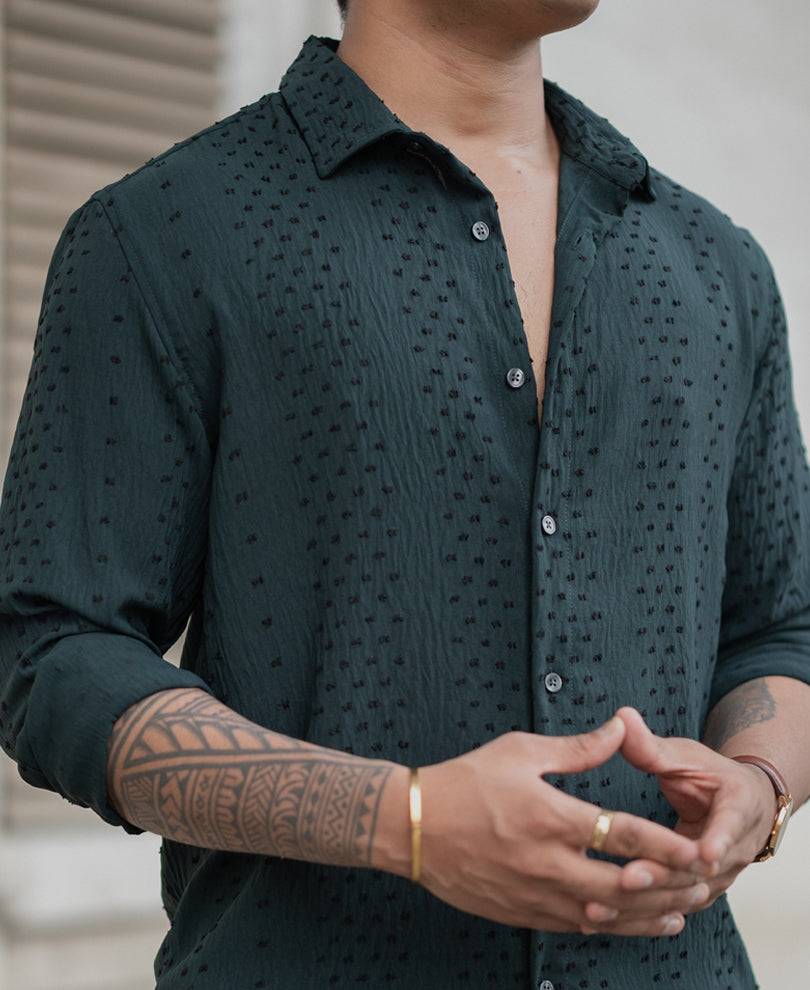 Green Structured Flowy Shirt Buy @ ₹499