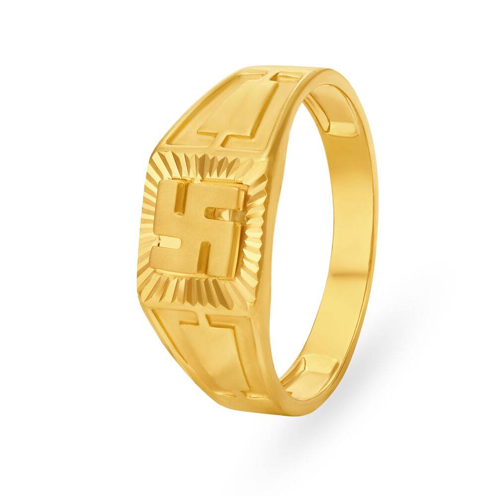 Religious 22 Karat Yellow Gold Swastika Finger Ring