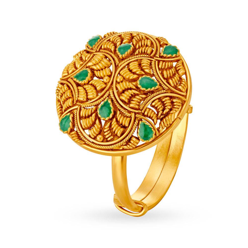 Elaborate 22 Karat Yellow Gold Statement Ring