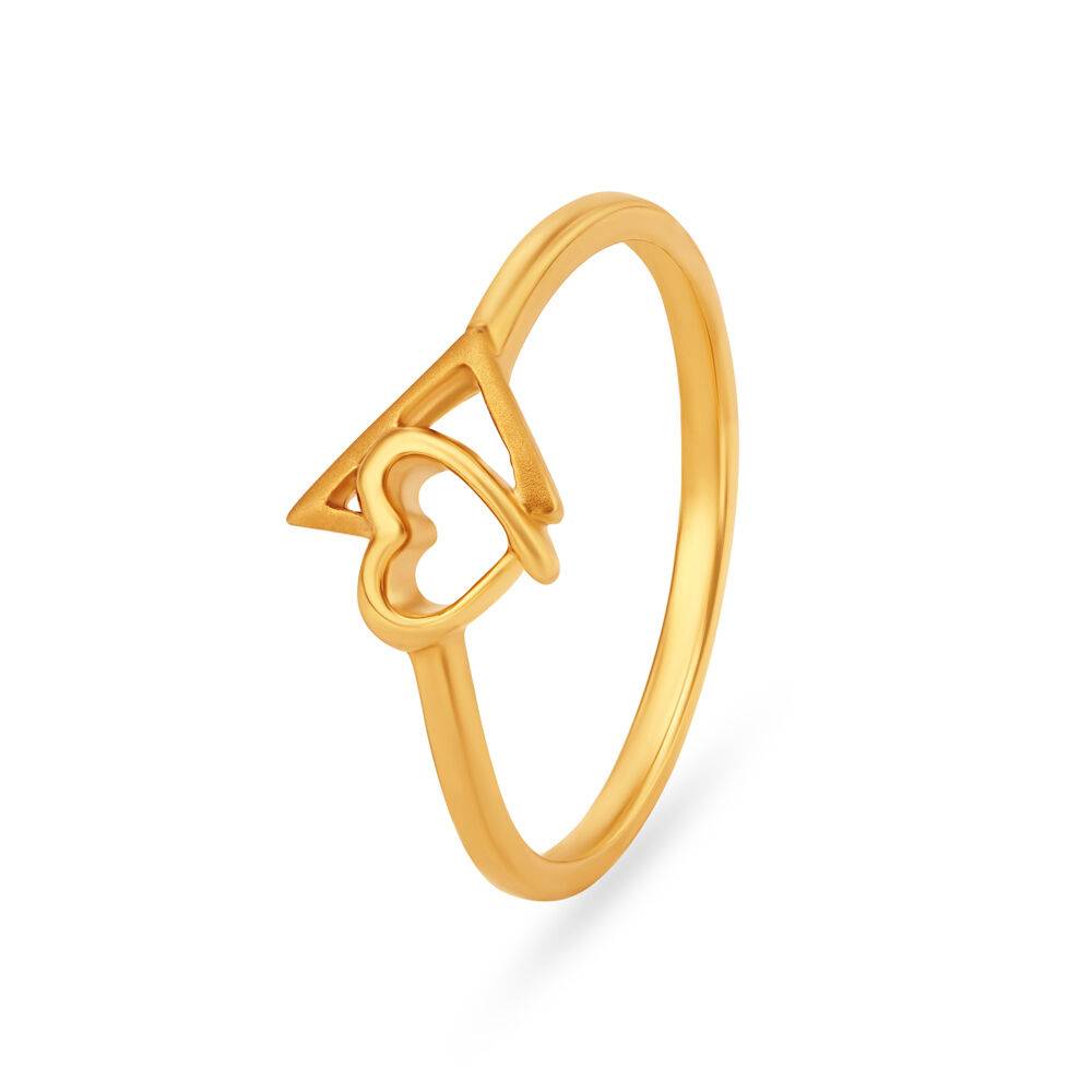 Heart And Triangle Gold Finger Ring