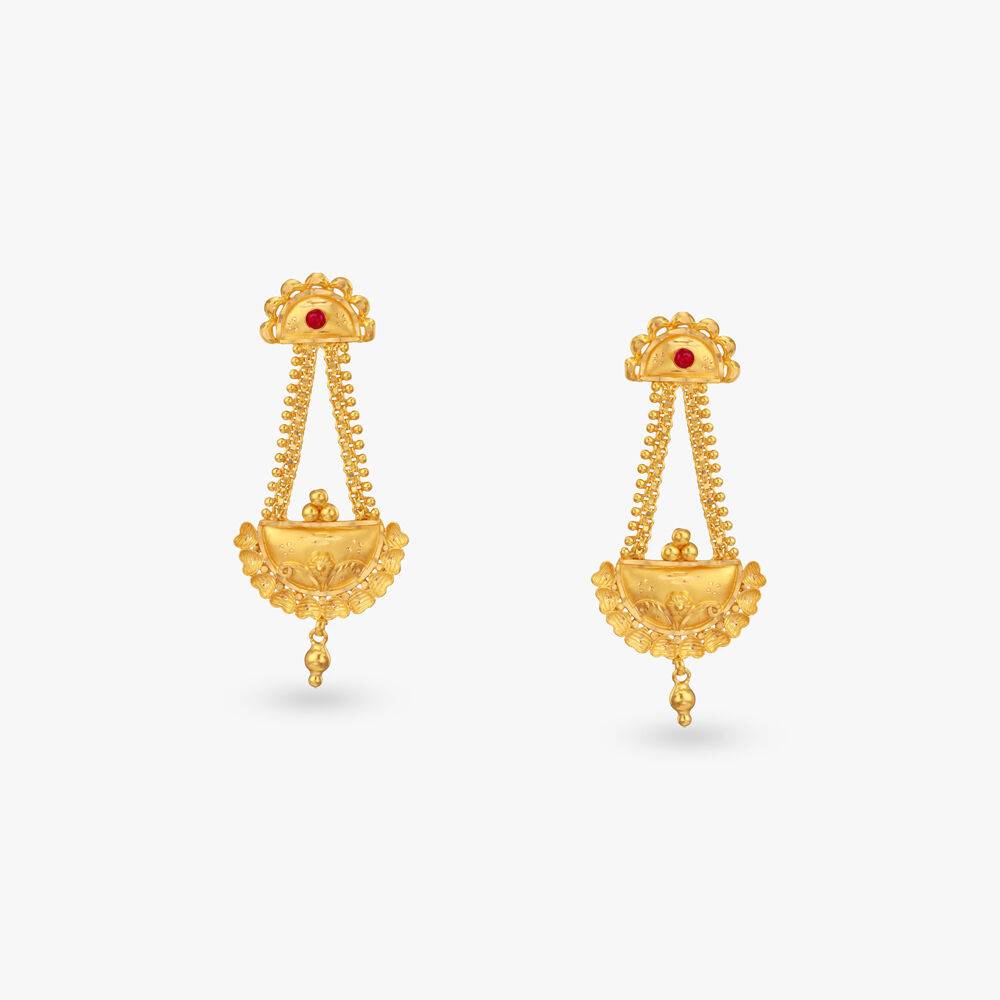 Regal Aura Gold Drop Earrings