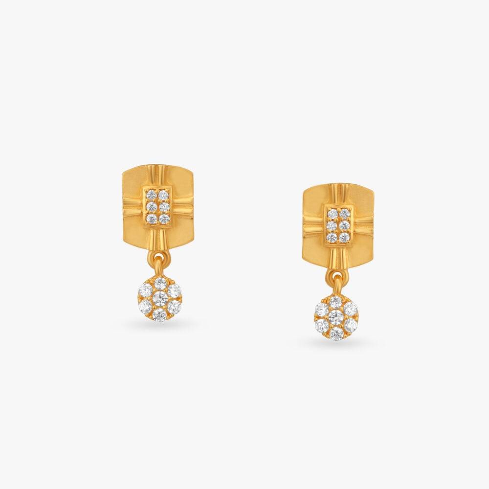 Geometric Panel Gold Drop Earrings