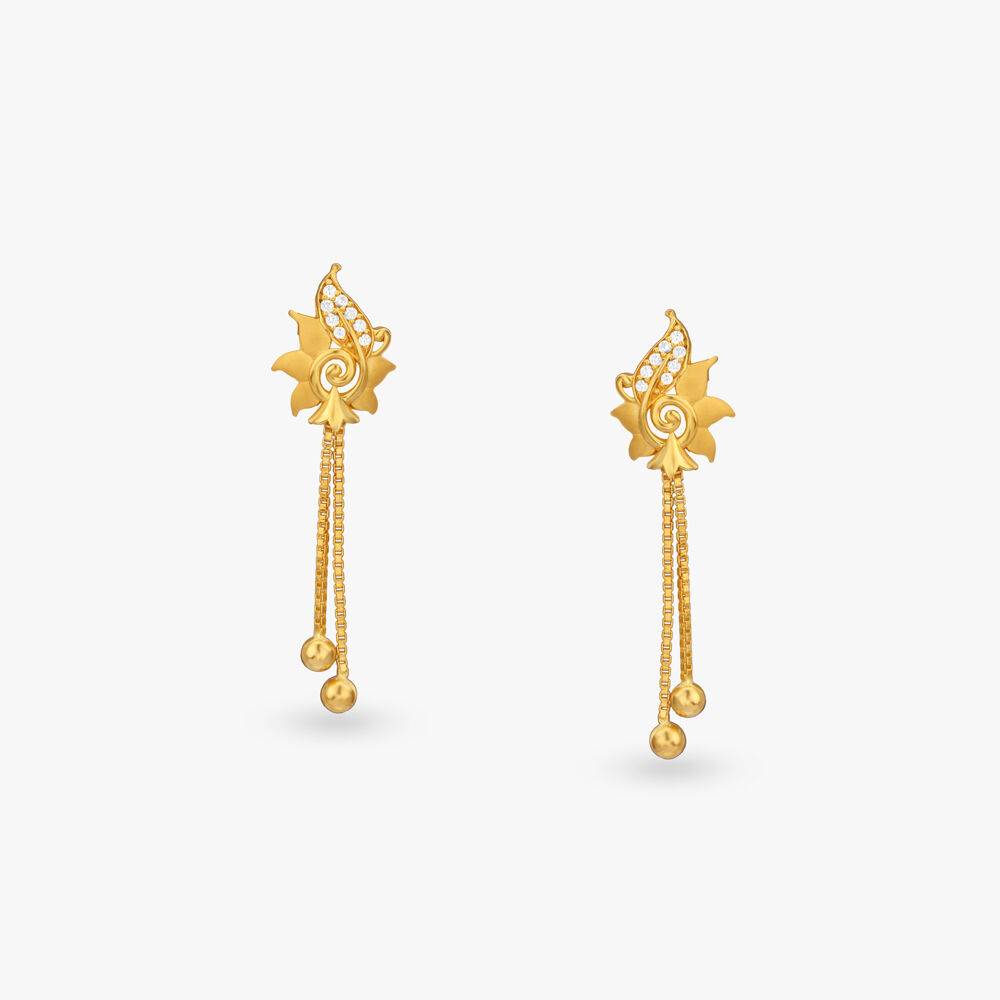 Cascading Floral Gold Drop Earrings