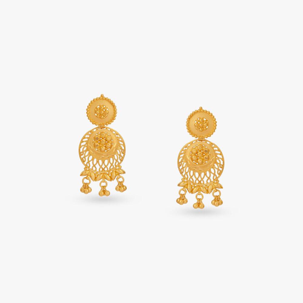 Radiant Circle Gold Drop Earrings
