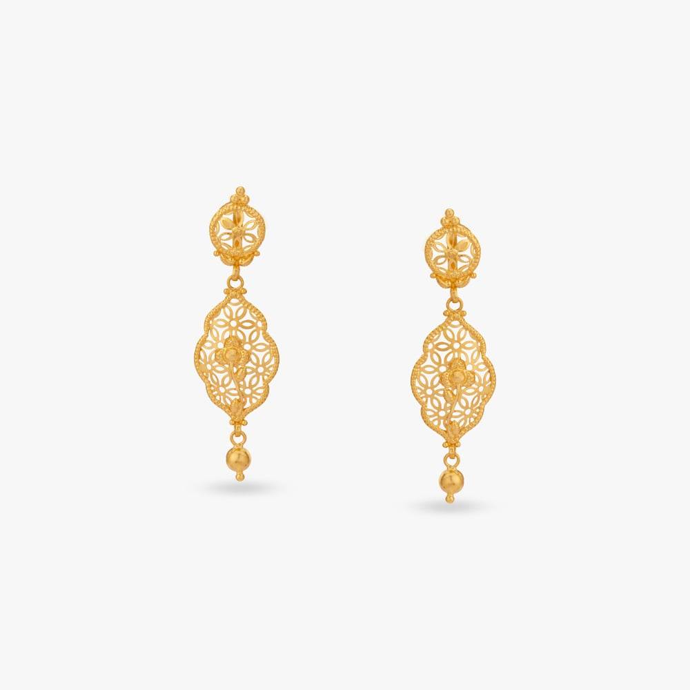 Filigree Glow Gold Drop Earrings