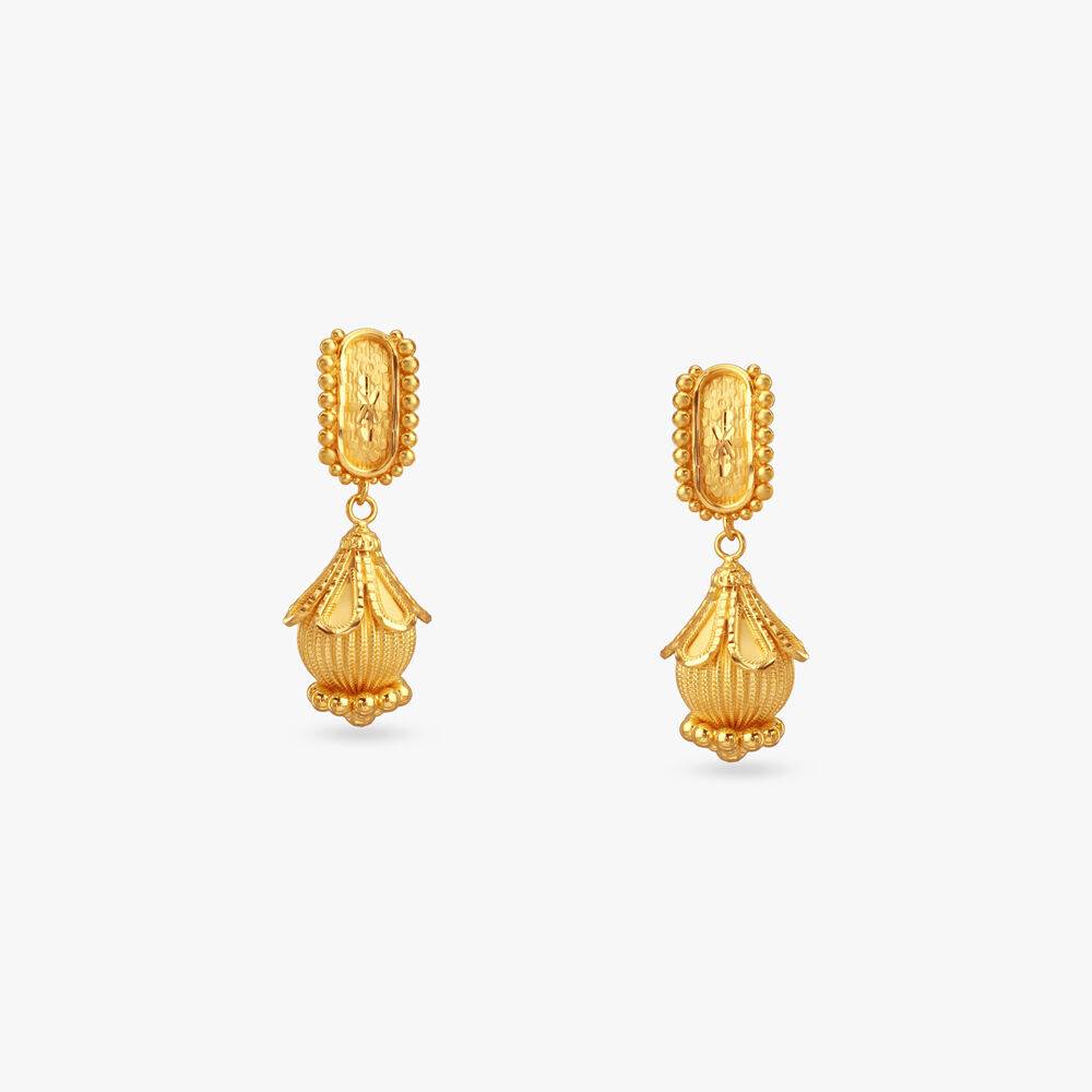 Lotus Bloom Gold Jhumka Earrings