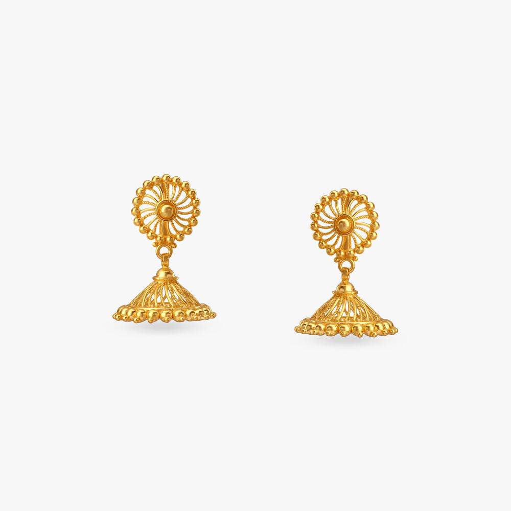 Sunray Elegance Gold Jhumka Earrings