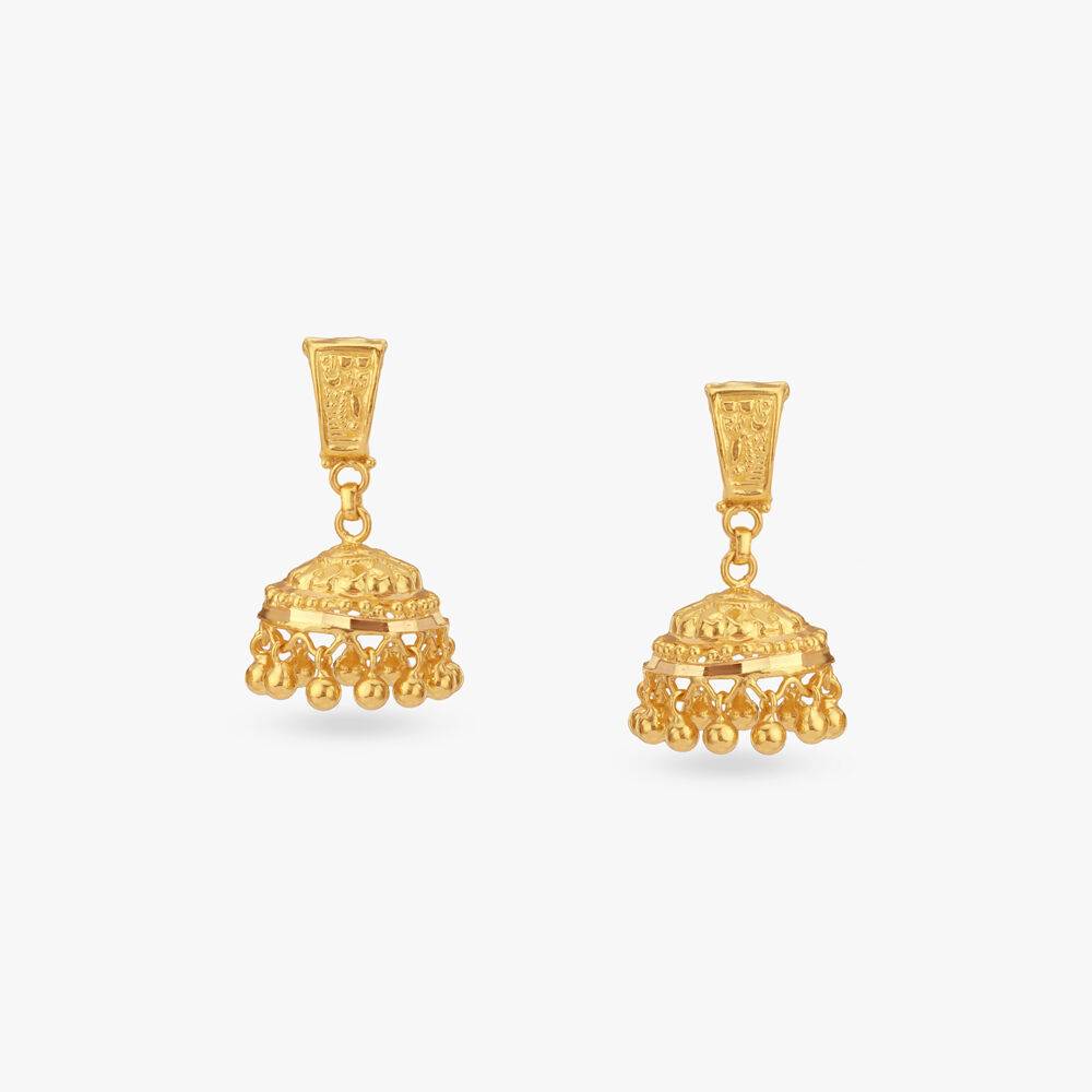 Regal Bell Gold Jhumka Earrings