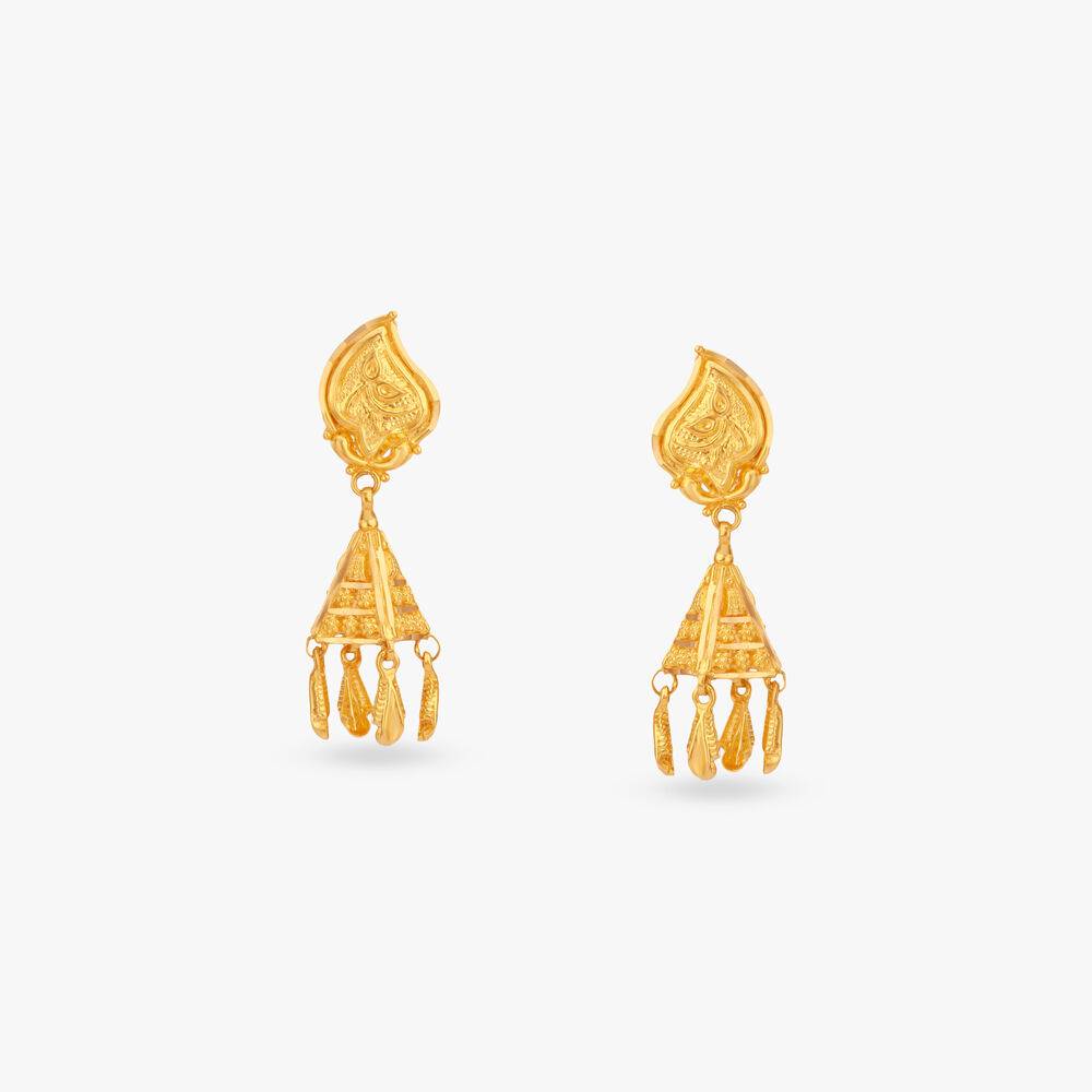 Royal Teardrop Gold Jhumka Earrings