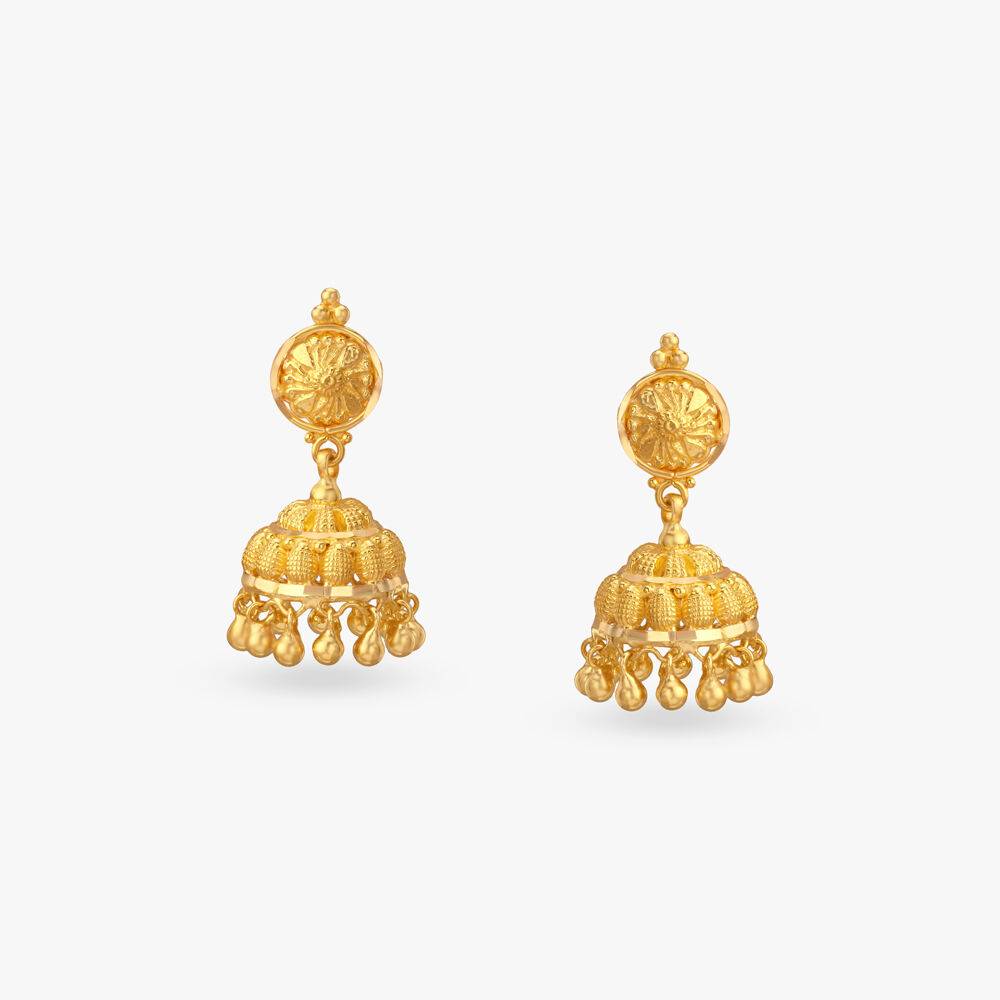 Sunburst Heritage Gold Jhumka Earrings