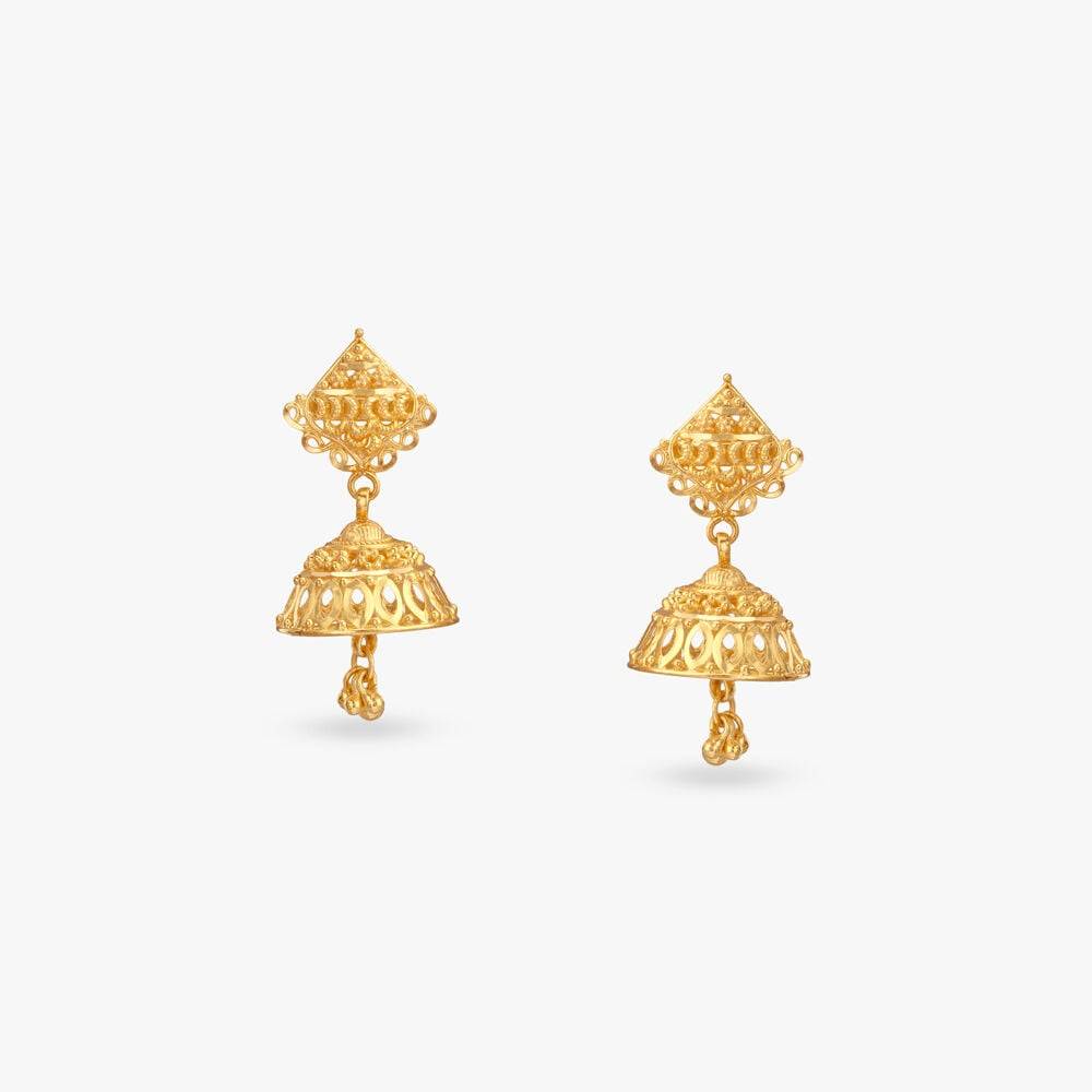 Royal Aura Gold Jhumka Earrings
