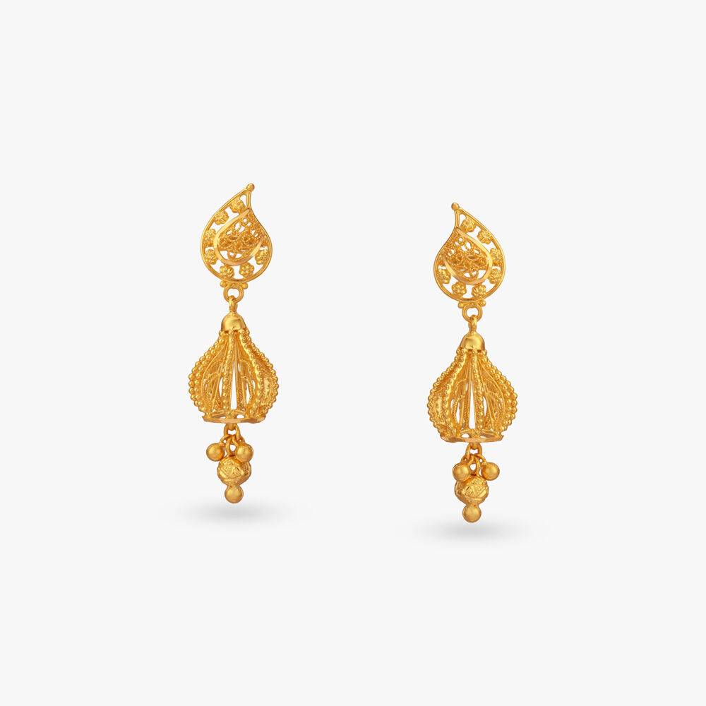 Palace Charm Gold Jhumka Earrings