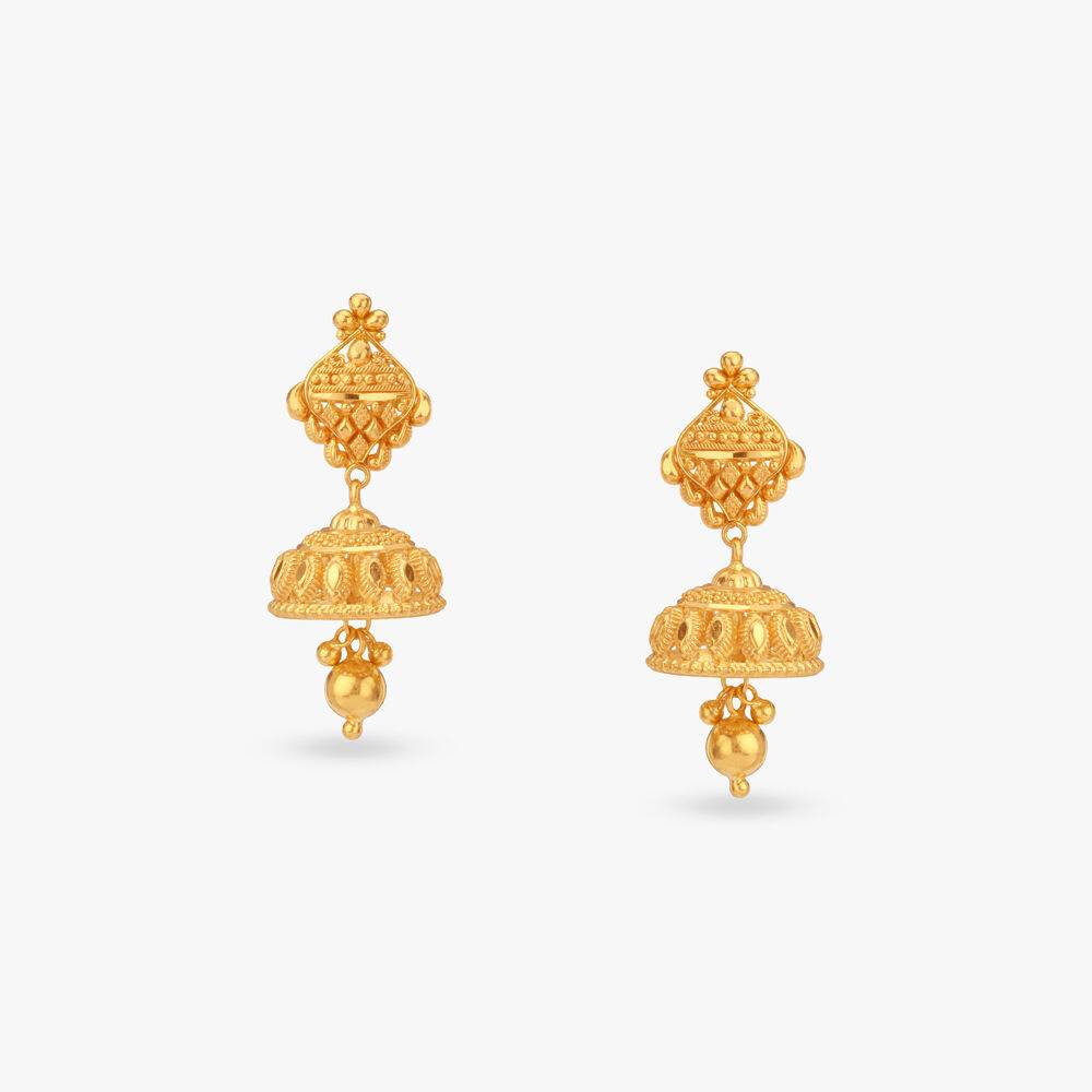 Regal Dome Gold Jhumka Earrings