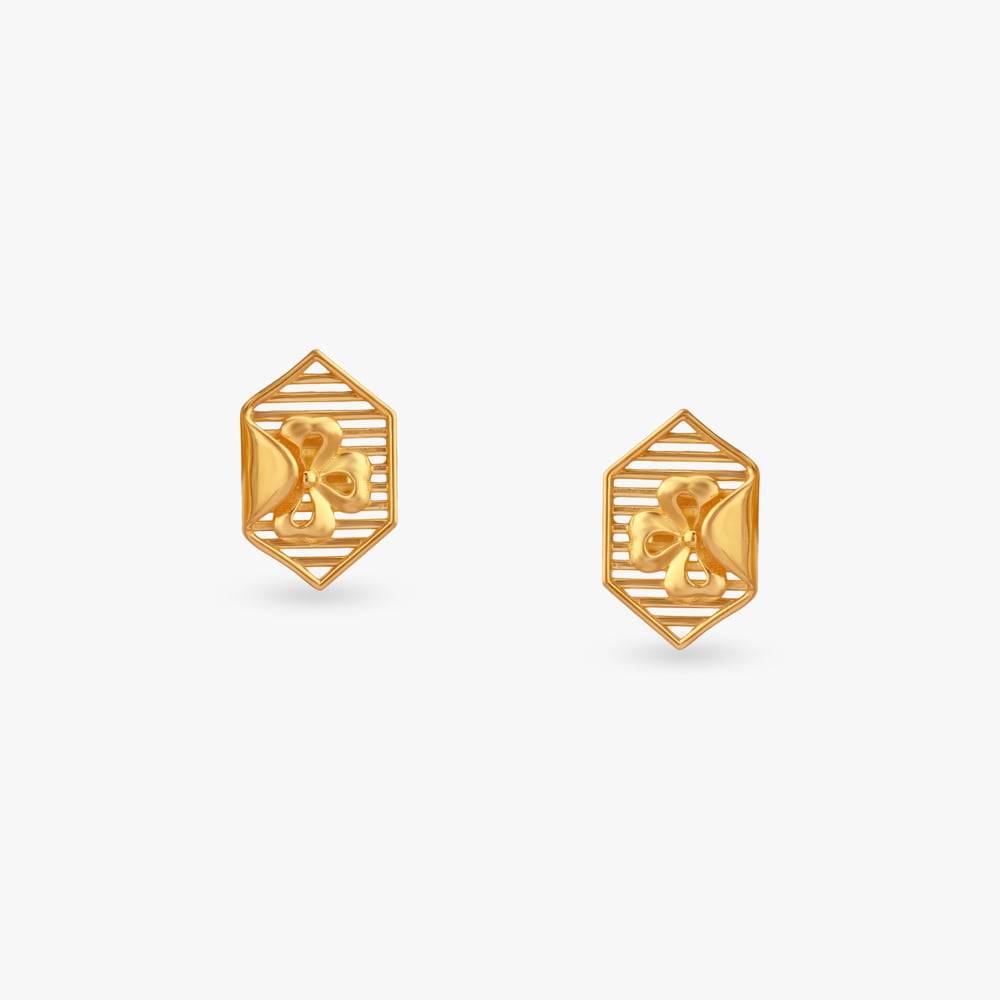Structured Grace Gold Stud Earrings