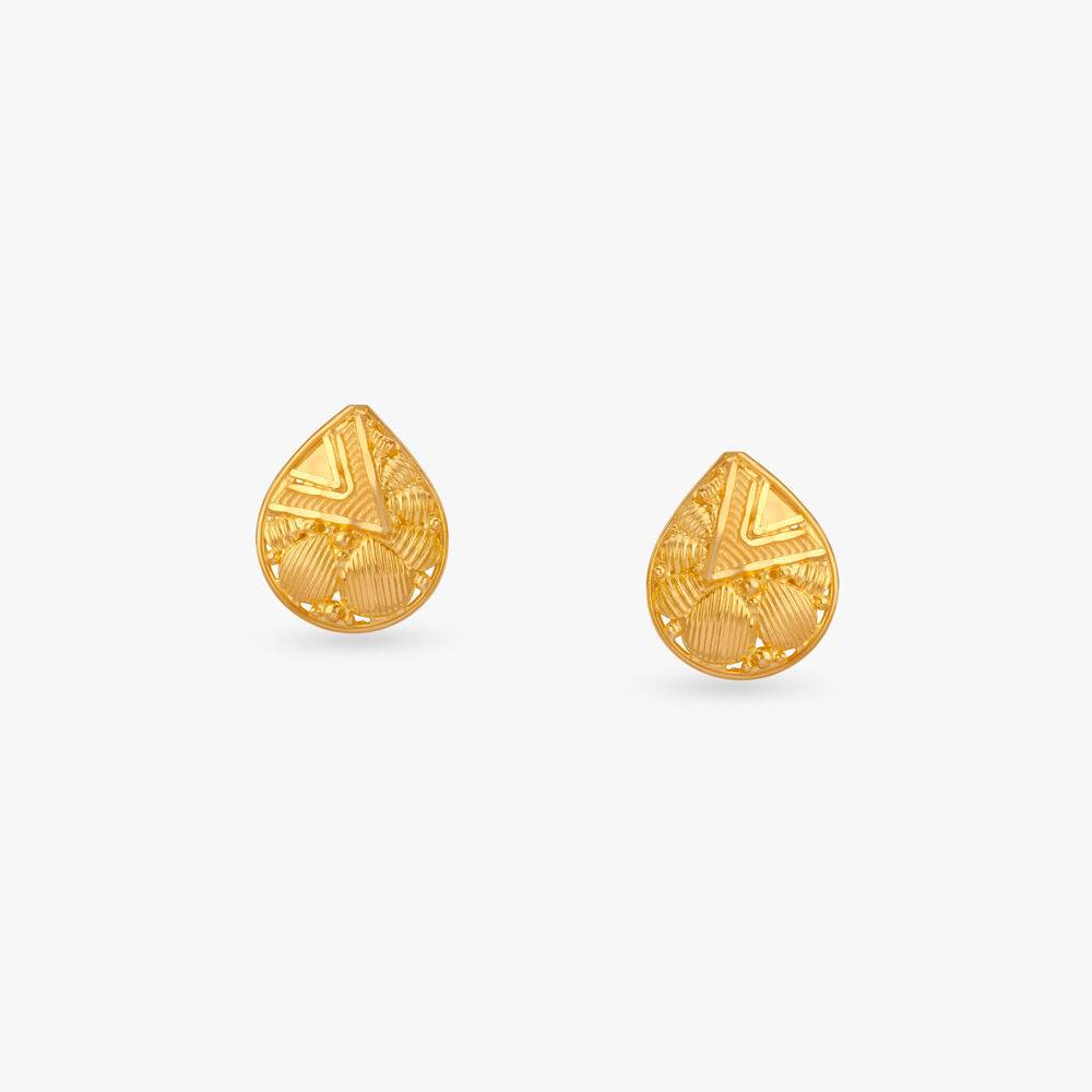 Dewdrop Whisper Gold Stud Earrings