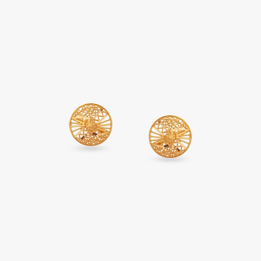 Lattice Radiance Gold Stud Earrings