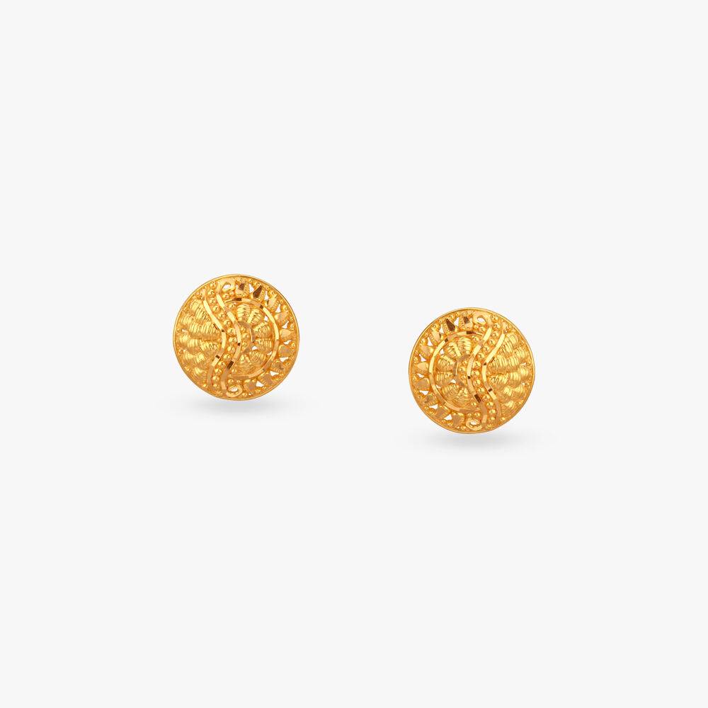 Radiant Flow Gold Stud Earrings
