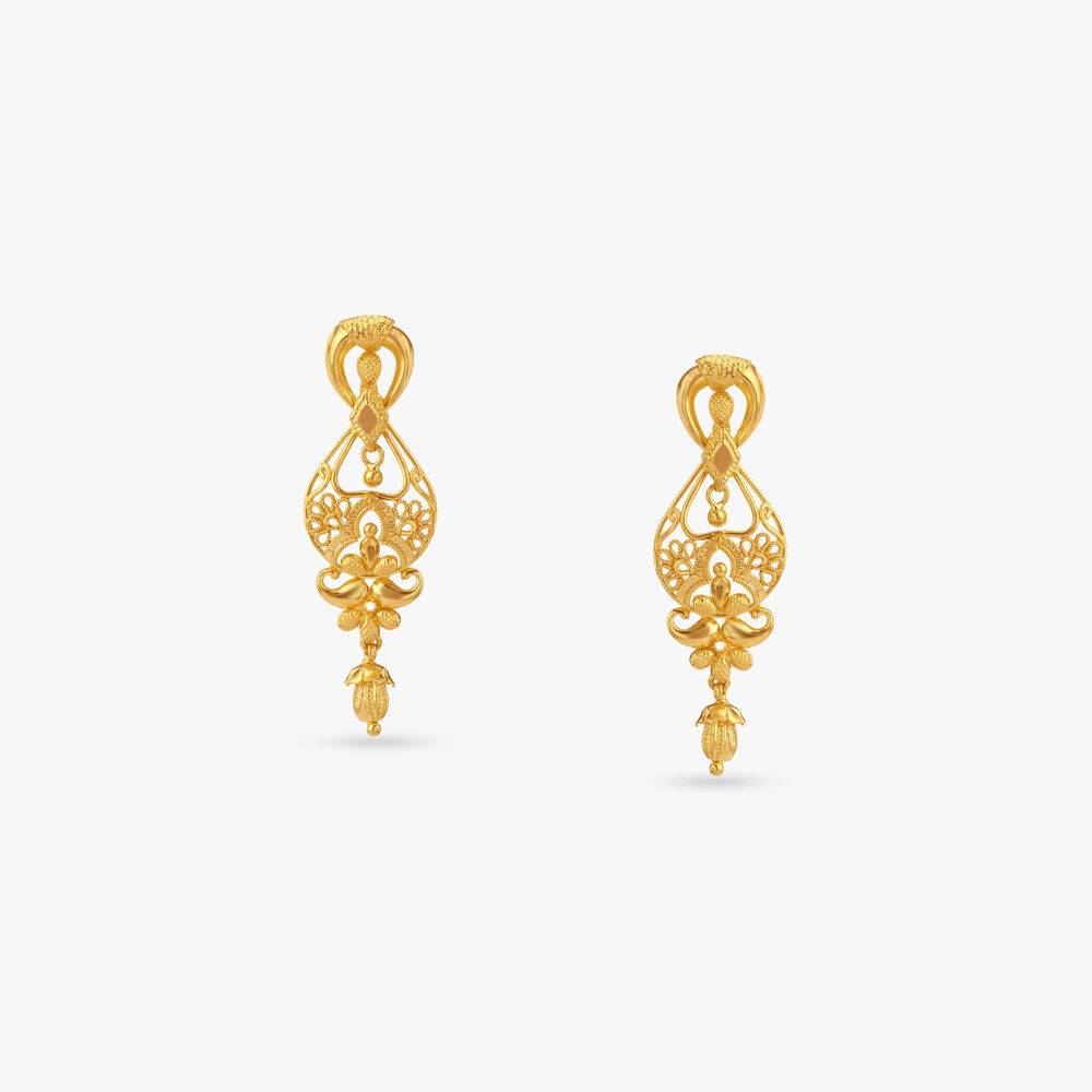 Floral Cascade Gold Drop Earrings