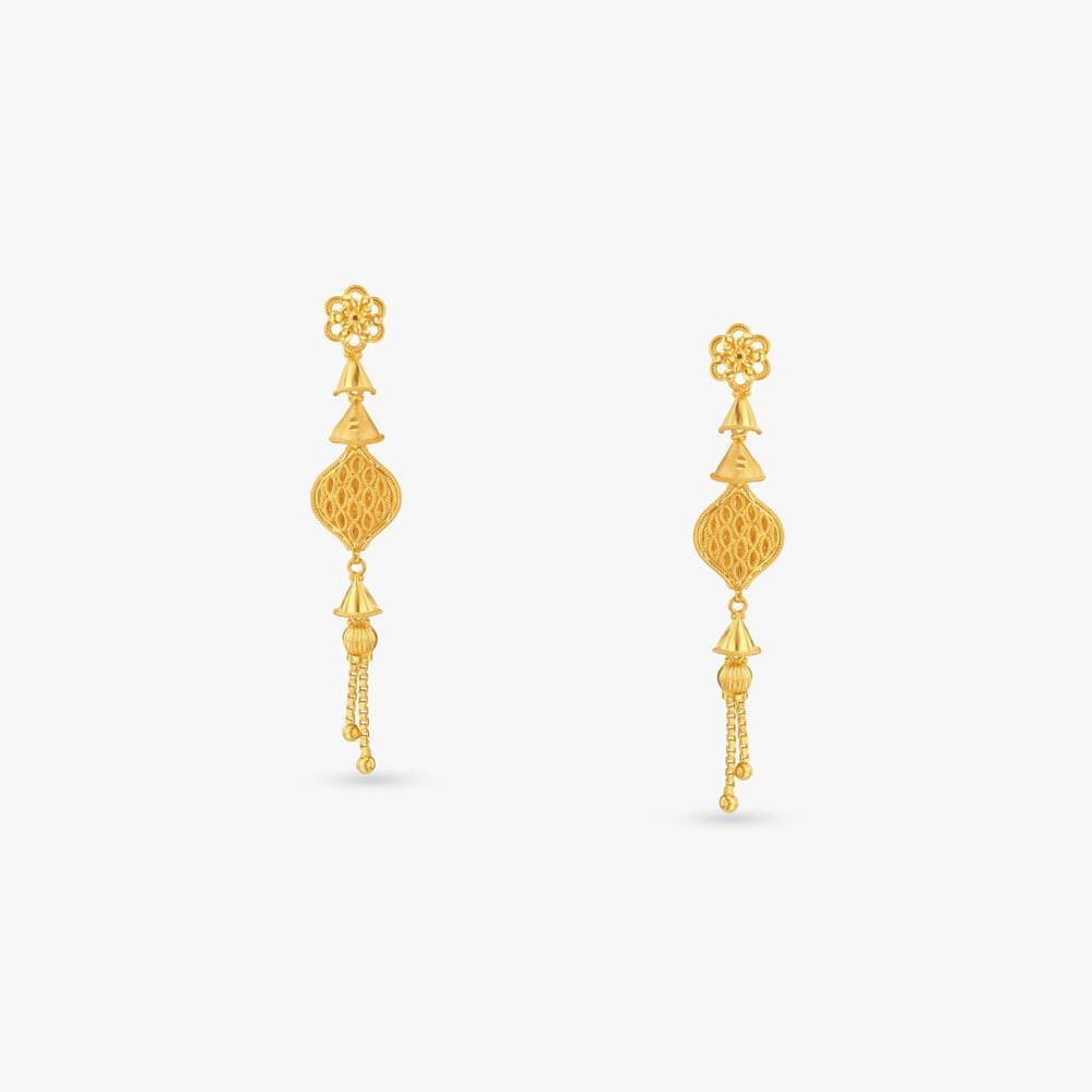 Lattice Glow Gold Drop Earrings