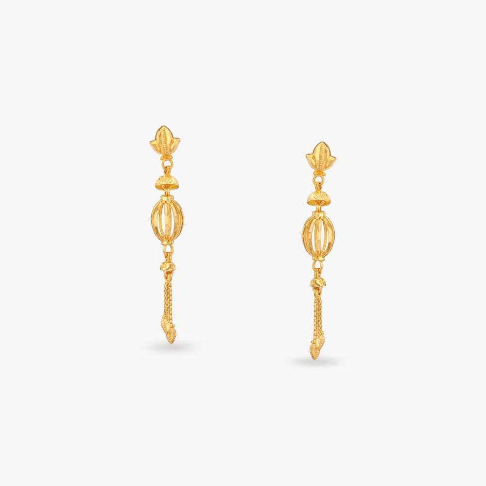 Floral Bud Gold Drop Earrings