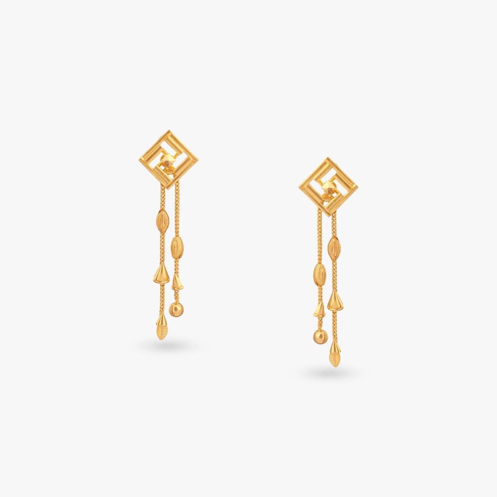 Angular Allure Gold Drop Earrings