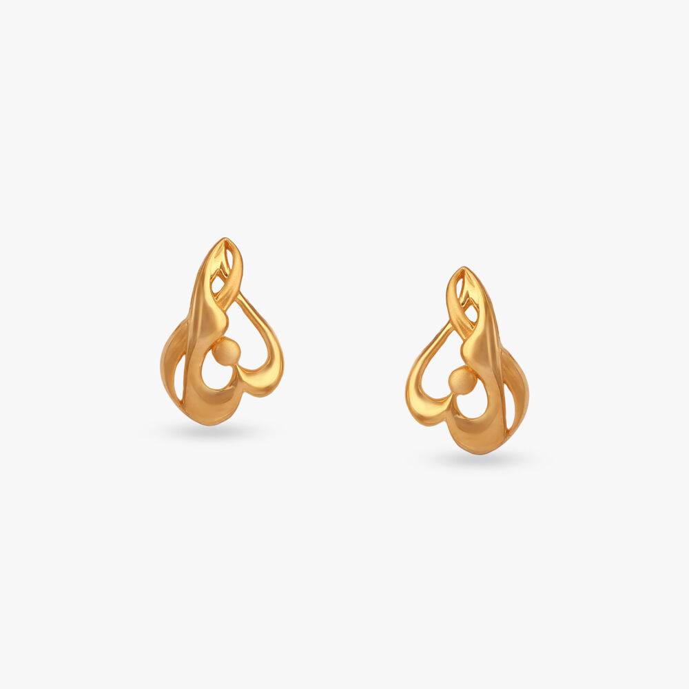 Twisted Heart Gold Stud Earrings