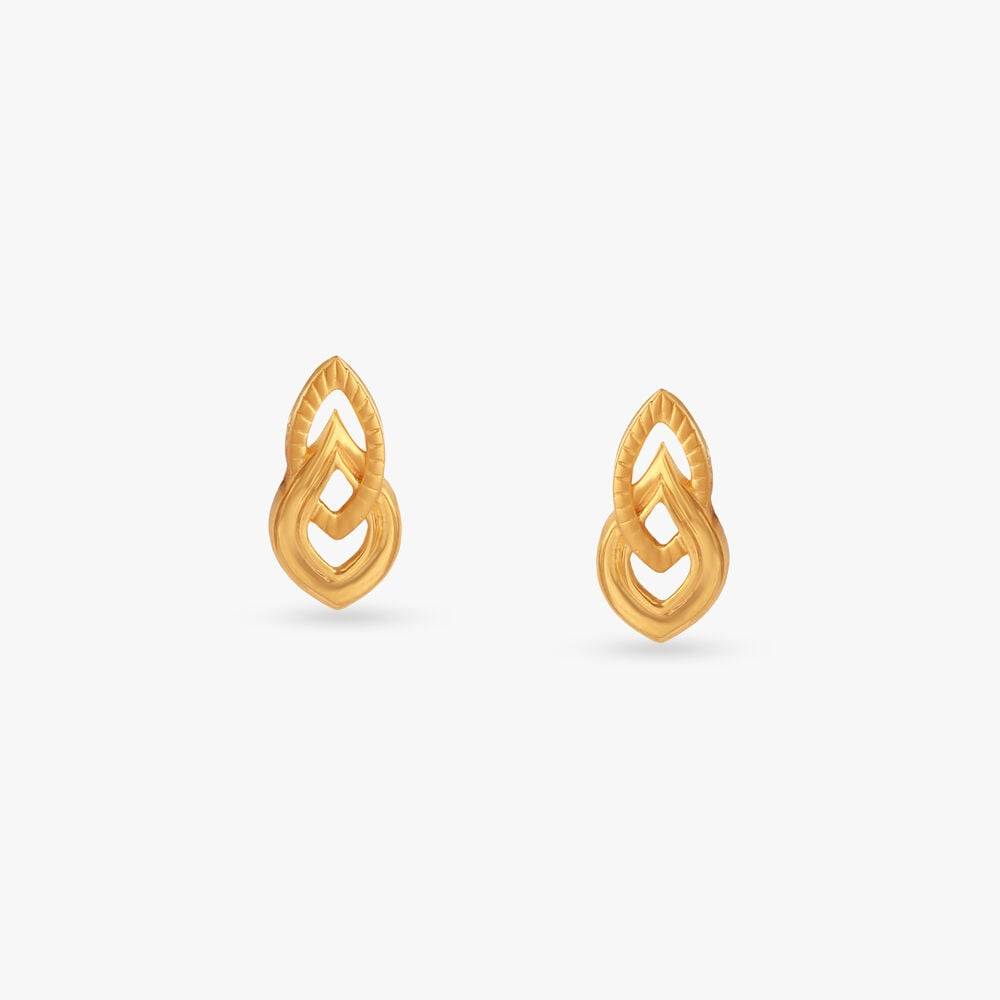 Layered Leaf Gold Stud Earrings