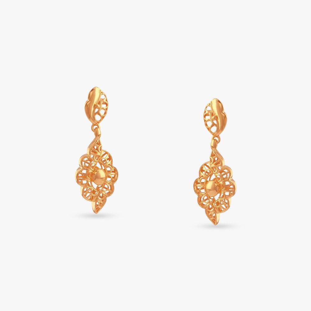 Floral Filigree Gold Drop Earrings