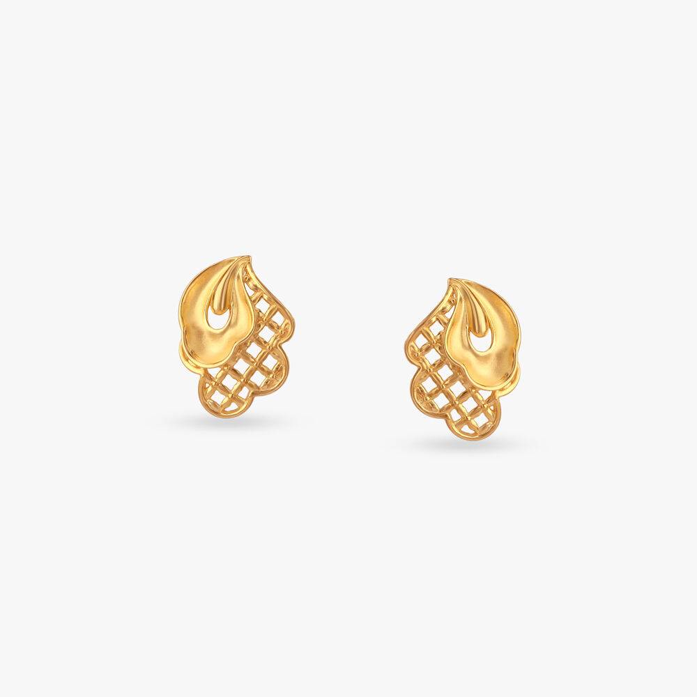 Lattice Glow Gold Stud Earrings