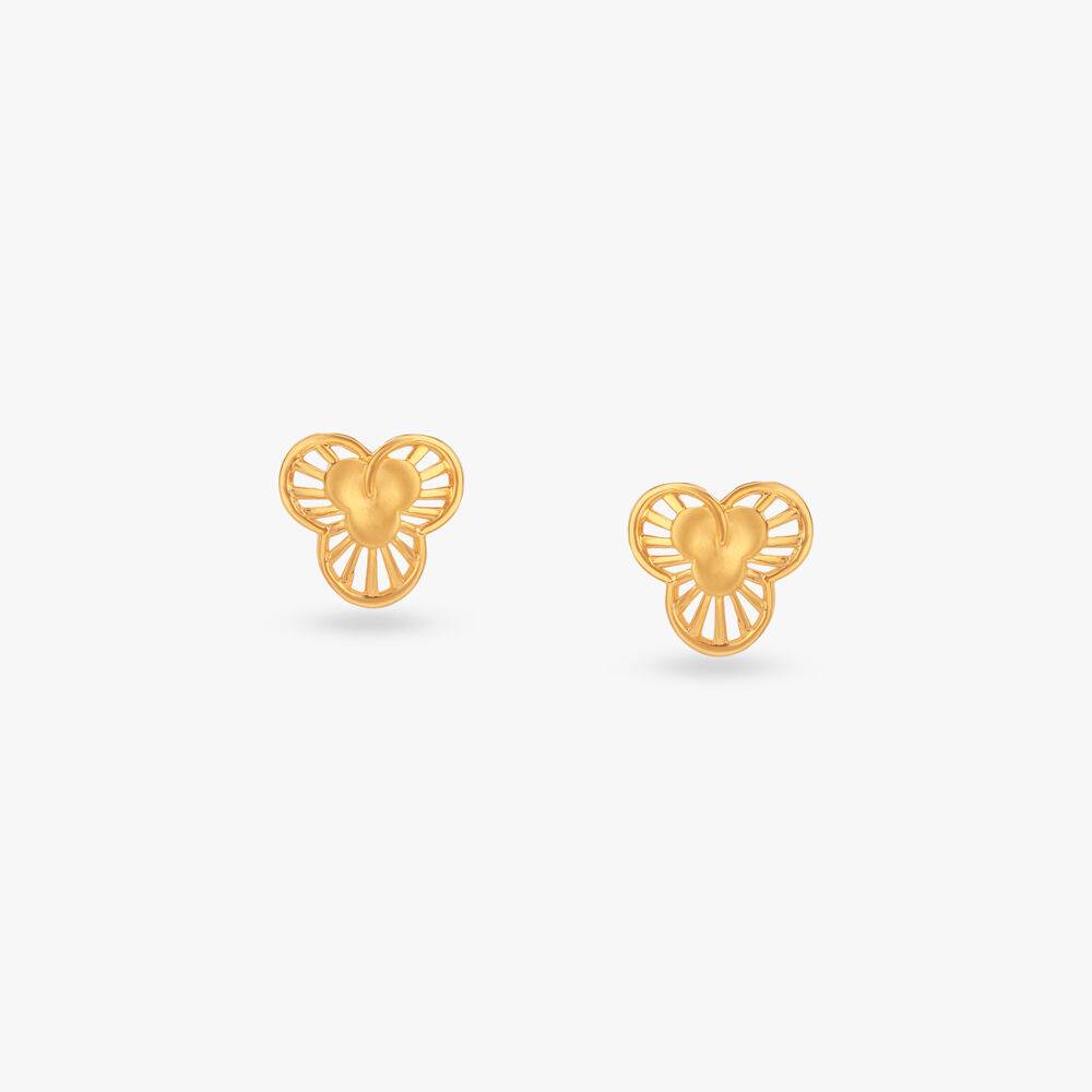 Triple Petal Gold Stud Earrings