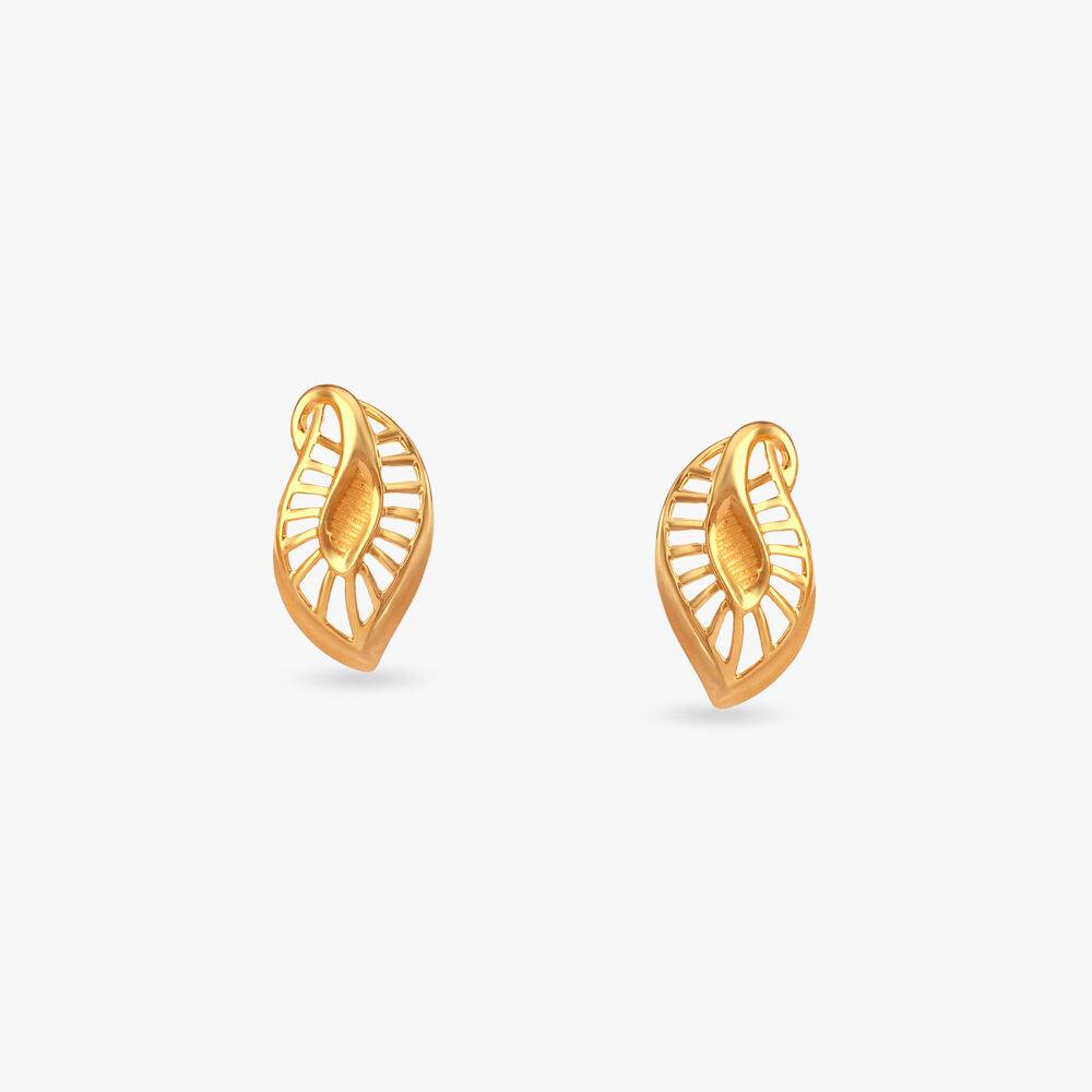 Leaf Radiance Gold Stud Earrings