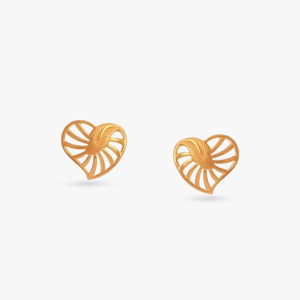 Heart Bloom Gold Stud Earrings