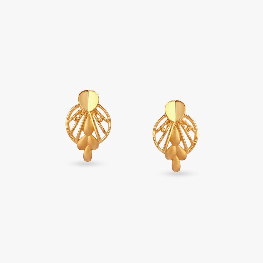 Petal Cascade Gold Stud Earrings