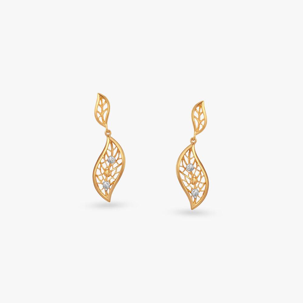 Leaf Veil Gold Drop Earrings