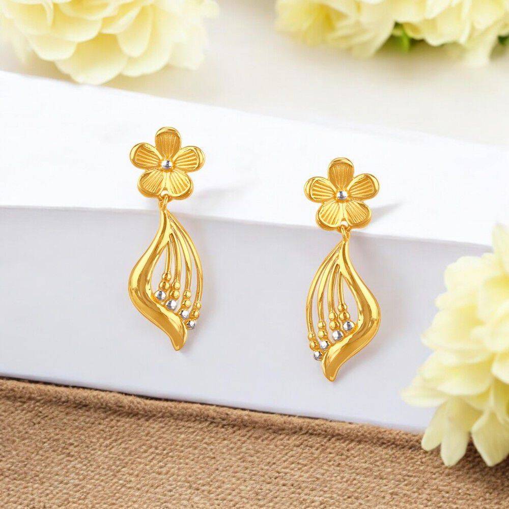 Floral Swing Gold Drop Earrings