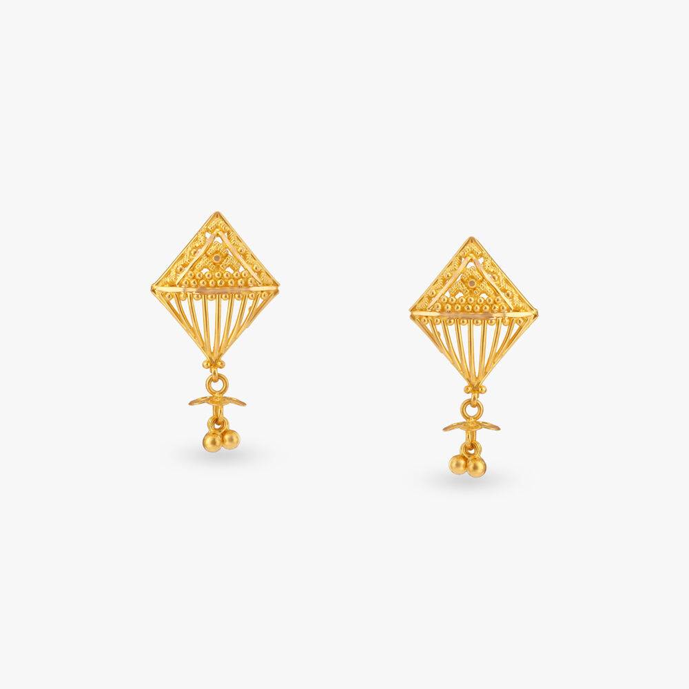 Angular Radiance Gold Drop Earrings