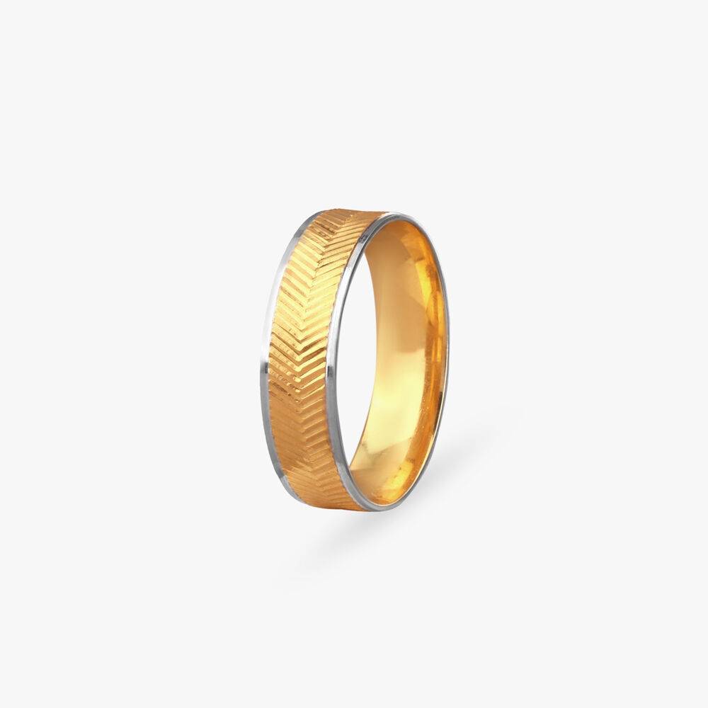 Chevron Edge Gold Ring