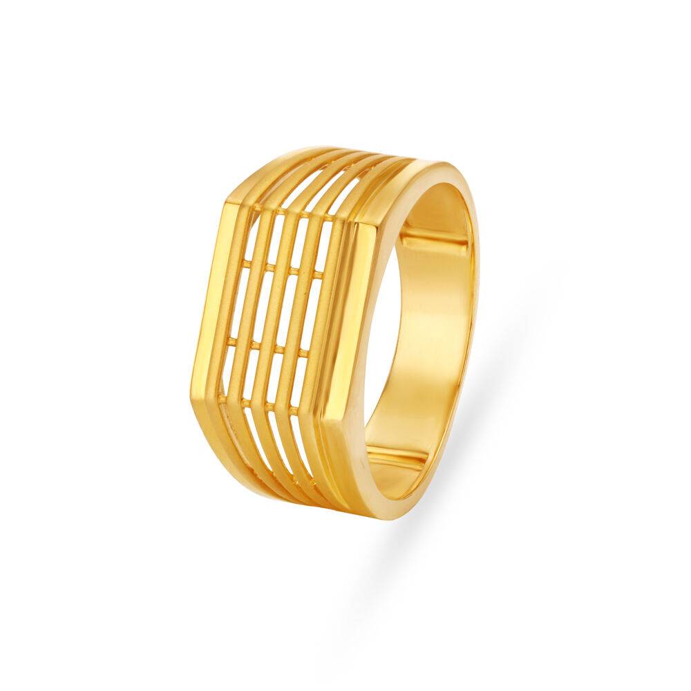Hollow Line Carved Gold Finger Ring For Men