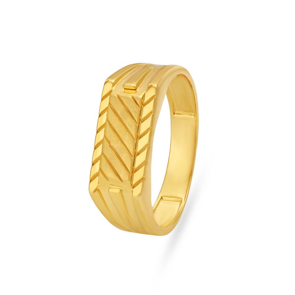 Opposite Direction Track Style Gold Finger Ring For Men