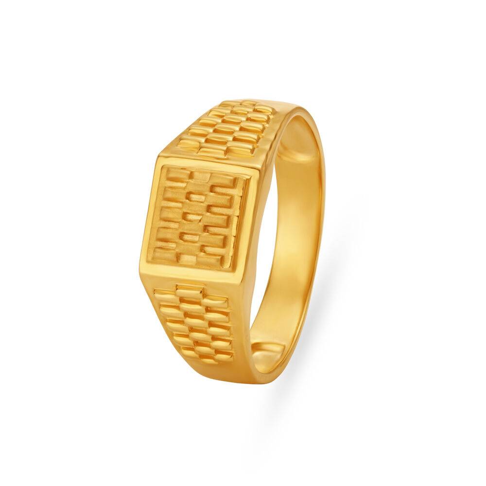 Rugged Textured Gold Finger Ring For Men