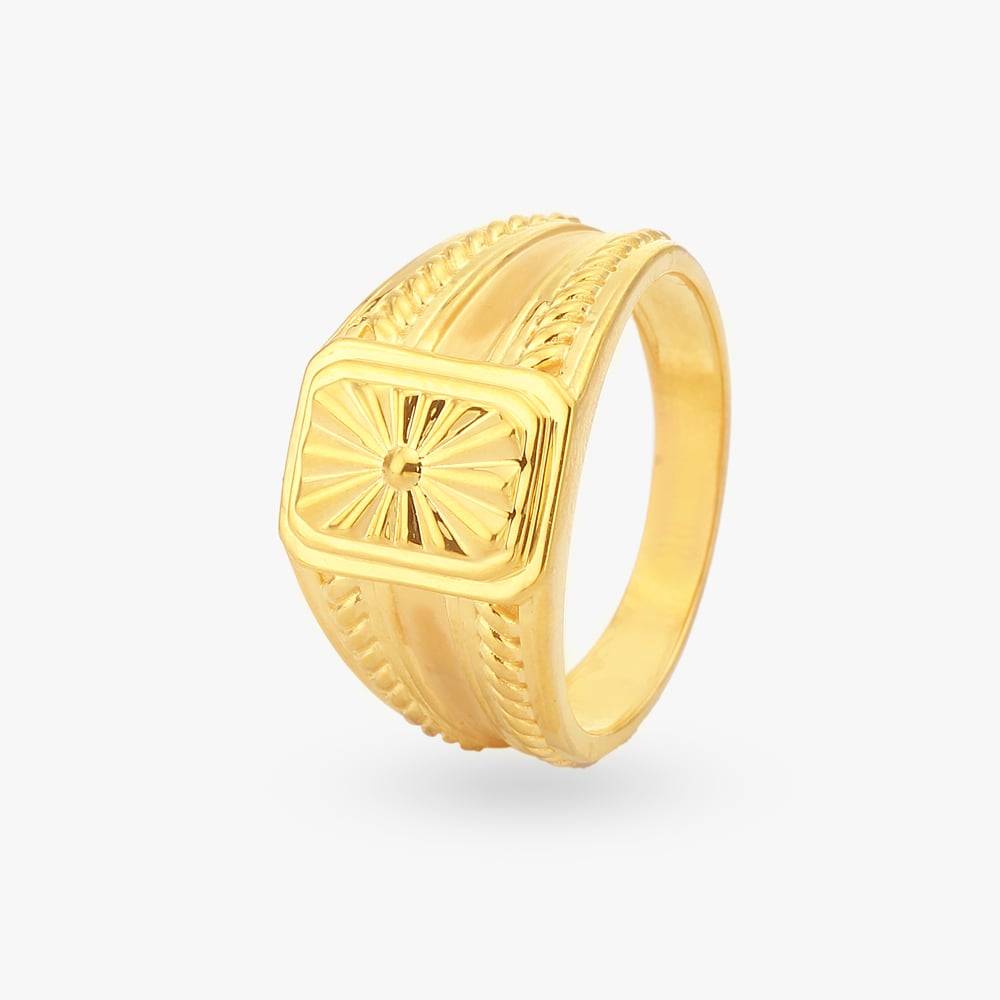 Starburst Gold Finger Ring for Men