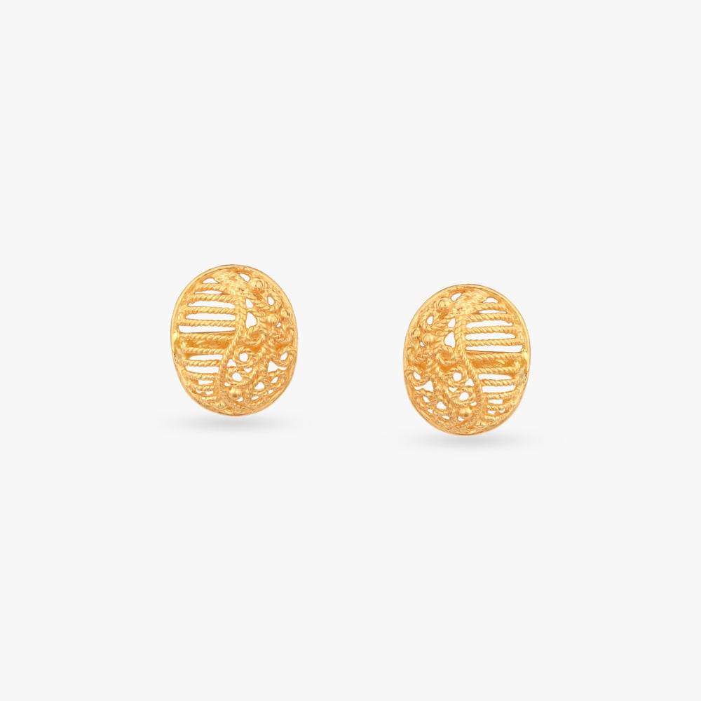 Sunshine Circle Gold Stud Earrings For Kids