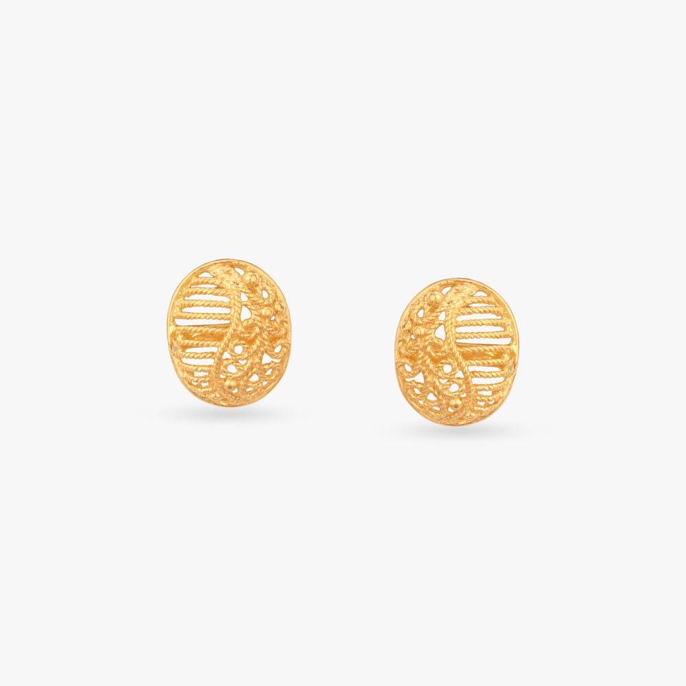 Sunshine Circle Gold Stud Earrings For Kids