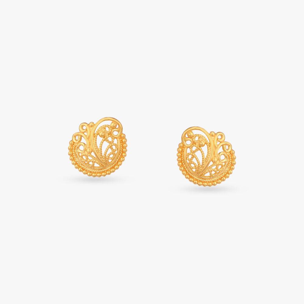 Whimsical Swirl Gold Stud Earrings For Kids