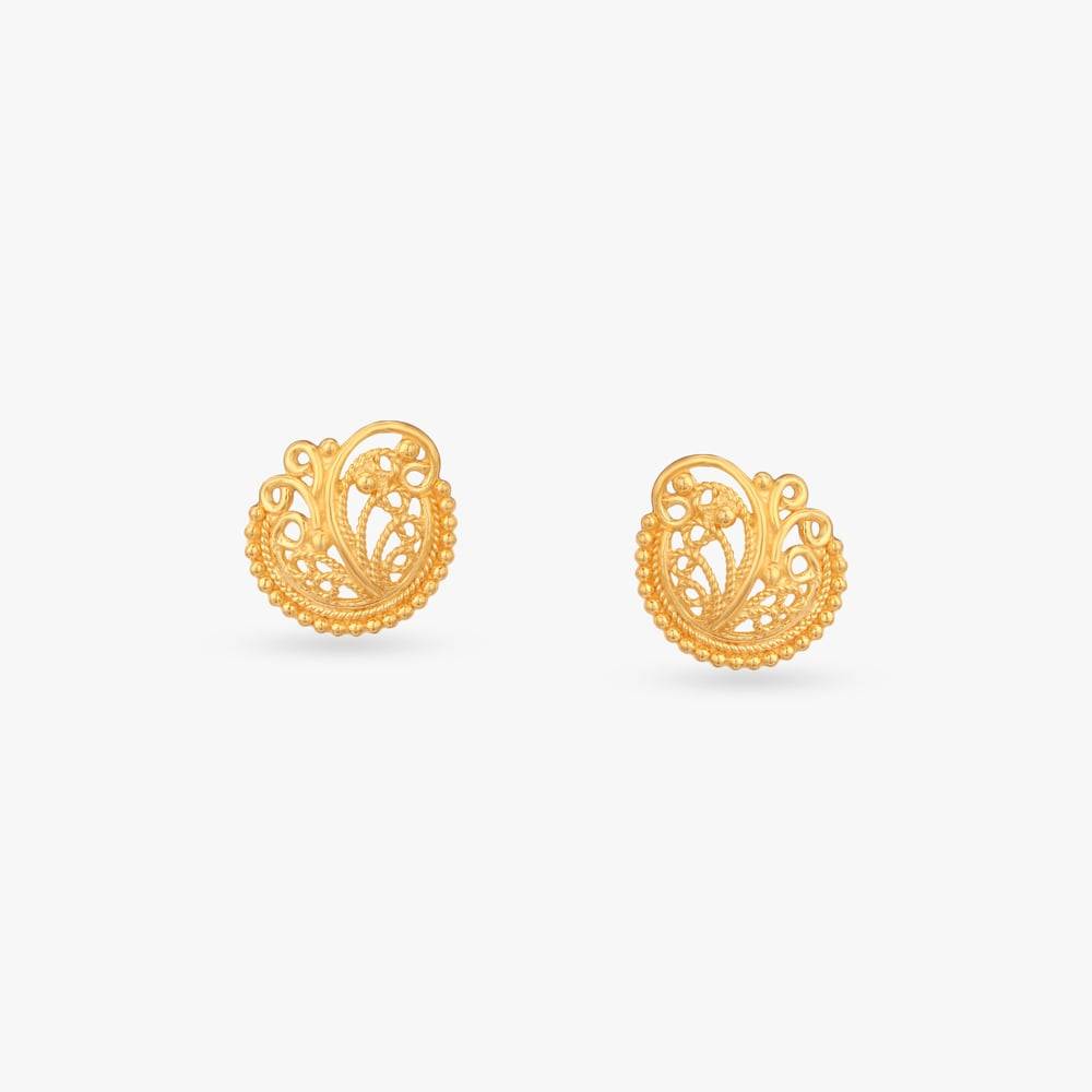 Whimsical Swirl Gold Stud Earrings For Kids