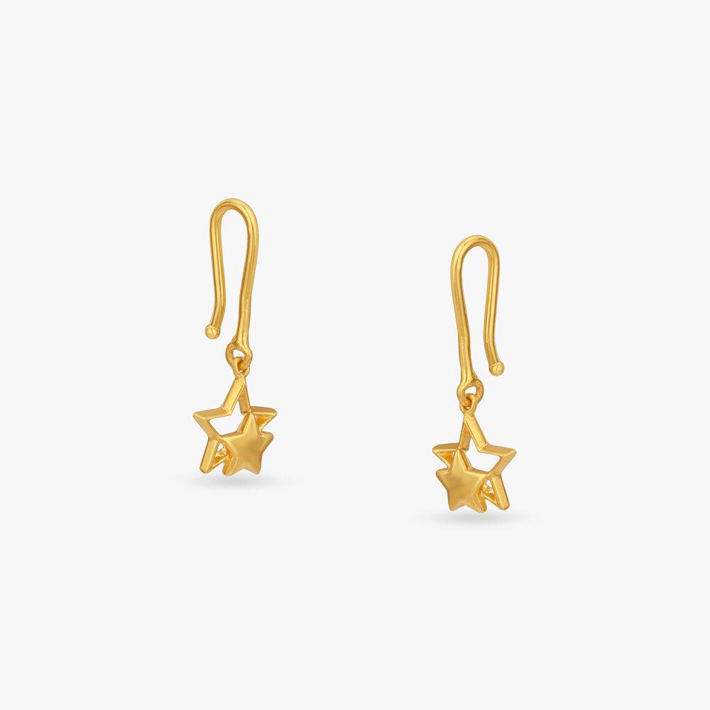 Twinkling Star Gold Hoop Earrings for Kids